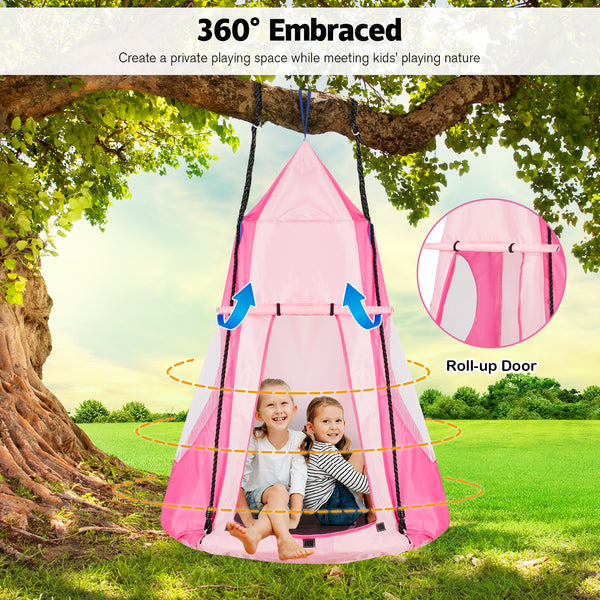 2-in-1 40-inch kids hanging chair swing tent set for fun and relaxation in toys and hobbies.
