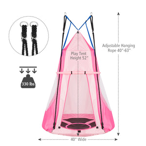 2-in-1 40-inch kids hanging chair swing tent set for fun and relaxation, perfect for indoor and outdoor play.