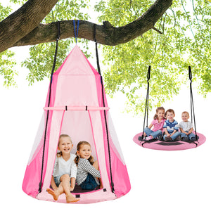 2-in-1 40-inch kids hanging chair swing tent set for outdoor play and relaxation. Perfect for fun and comfort!