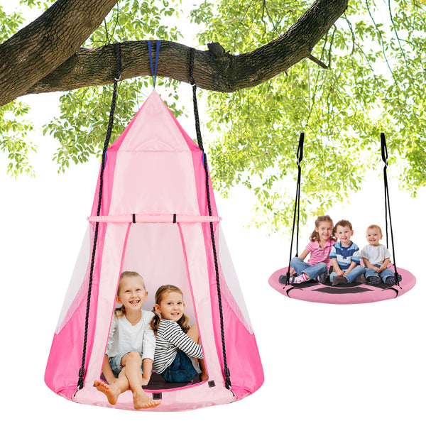 2-in-1 40-inch kids hanging chair swing tent set for outdoor play and relaxation. Perfect for fun and comfort!