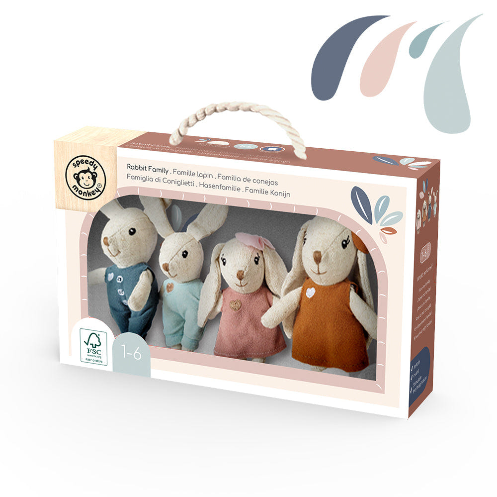 Cute Rabbit Family dolls for babies, perfect for imaginative play and cuddles.