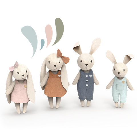 Speedy Monkey Rabbit Family dolls multicolor 4-piece