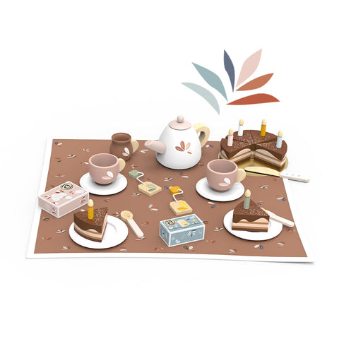 Speedy Monkey Birthday Tea Set Multicolor Wood 11.81 x 7.87 x 4.13 in