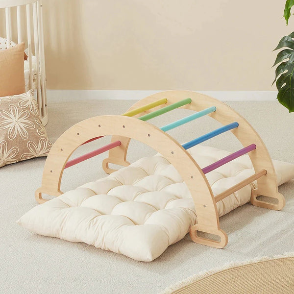 Tiny Land® 7-in-1 Rainbow Climbing Set with Thick Play Pad