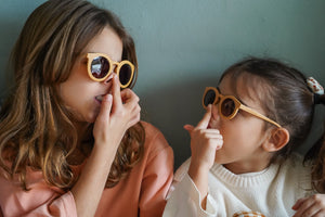 Classic sustainable polarized sunglasses for kids aged 3-8, bendable and plant-based, shown at angle 14.