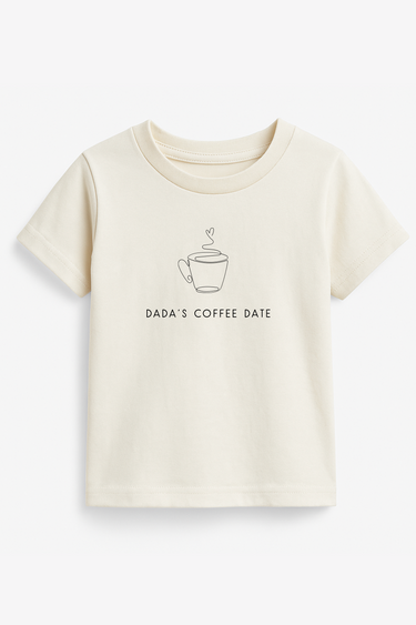 Dadas Coffee Date Organic Kids T-shirt - Short Sleeve Tee for stylish toddlers in soft, eco-friendly fabric.