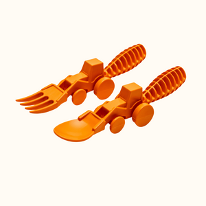 Tractor utensils for babies, perfect for feeding and nursing, shown from angle 2.