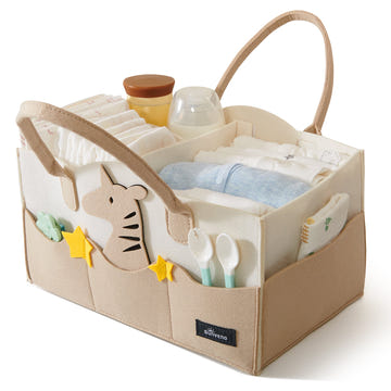 SUNVENO Cartoon Diaper Storage Basket Bear or Zebra 14x9x7