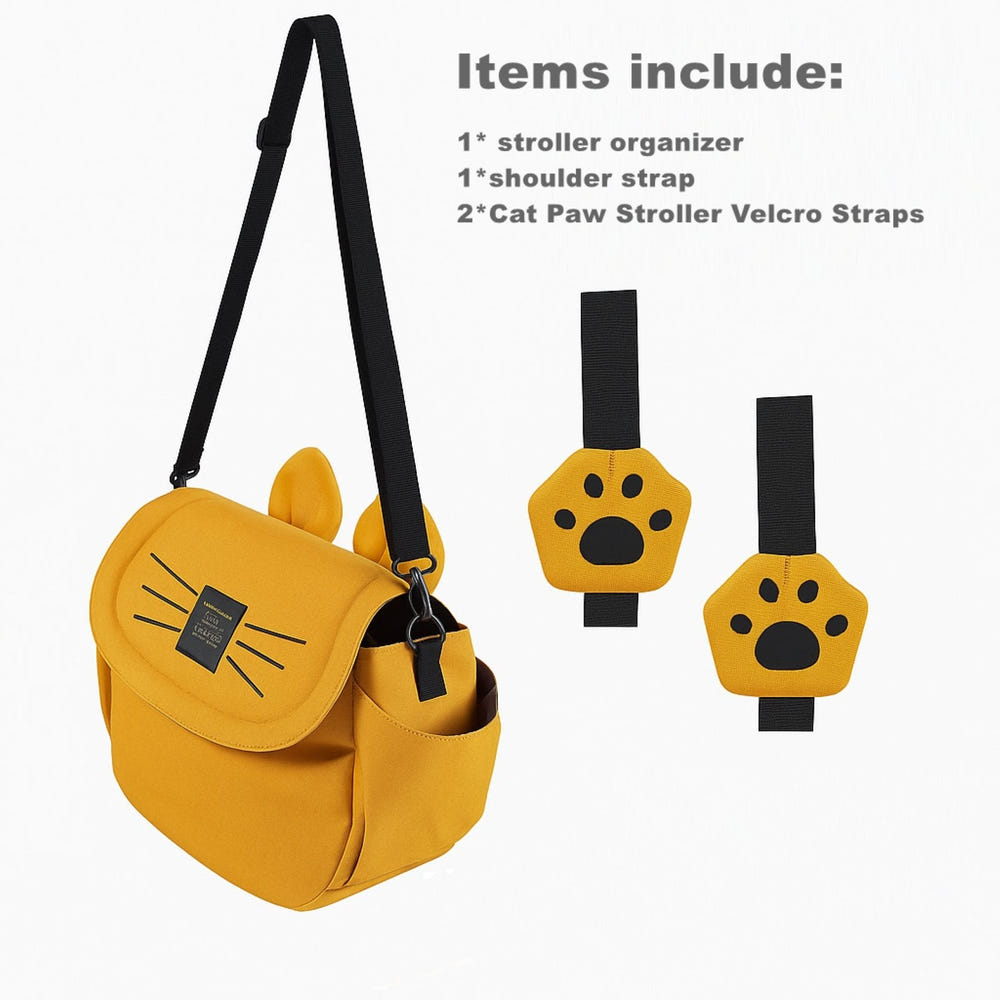 Kitty Paws Stroller Organizer - stylish and functional accessory for baby strollers, perfect for parents on the go.