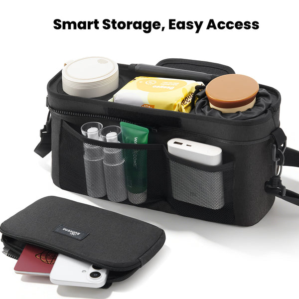 SUNVENO Stroller Organizer Bag with Detachable Parent Pouch, Dual Cup Holders, Adjustable Straps & Removable Shoulder Strap