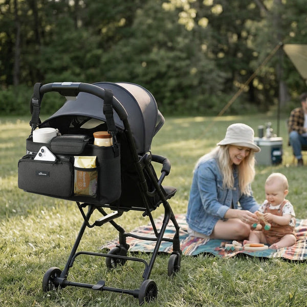 SUNVENO Stroller Organizer Bag with Detachable Parent Pouch, Dual Cup Holders, Adjustable Straps & Removable Shoulder Strap
