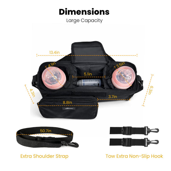 SUNVENO Stroller Organizer Bag with Detachable Parent Pouch, Dual Cup Holders, Adjustable Straps & Removable Shoulder Strap