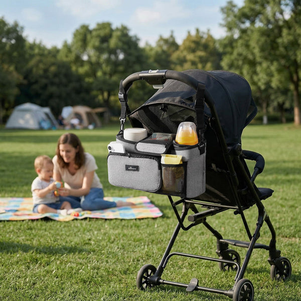 SUNVENO Stroller Organizer Bag with Detachable Parent Pouch, Dual Cup Holders, Adjustable Straps & Removable Shoulder Strap