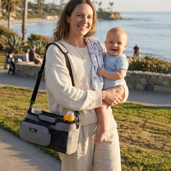SUNVENO Stroller Organizer Bag with Detachable Parent Pouch, Dual Cup Holders, Adjustable Straps & Removable Shoulder Strap