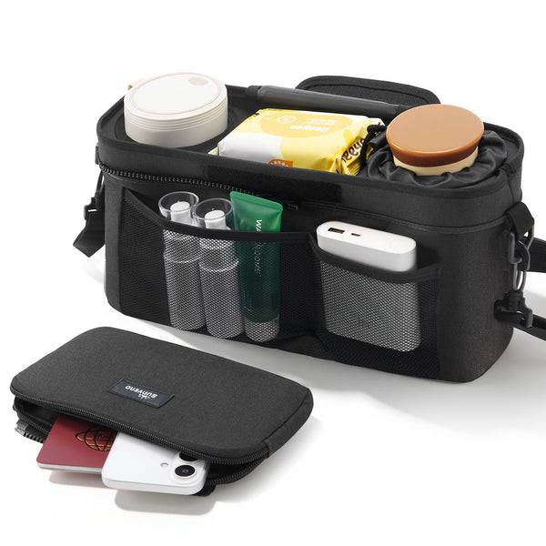 SUNVENO Stroller Organizer Bag with Detachable Parent Pouch, Dual Cup Holders, Adjustable Straps & Removable Shoulder Strap