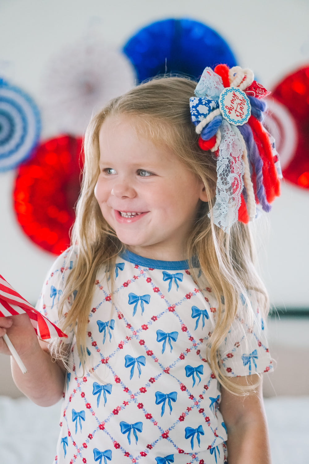 Red White & Bows 2pc Bamboo Pajamas for babies, soft and cozy sleepwear in a charming design.