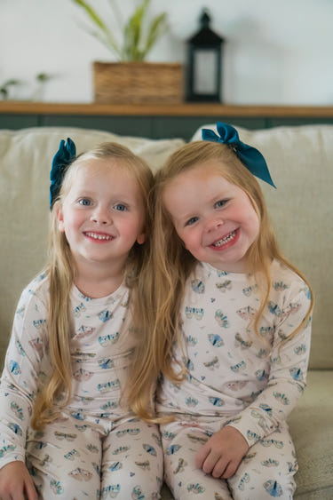 Luna Moths 2pc Bamboo Pajamas for babies, soft and breathable sleepwear in a whimsical design.