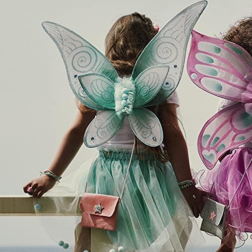 Angelina Fairy Costume set in mint green for girls aged 3-5, featuring a skirt and wings for imaginative role-play.