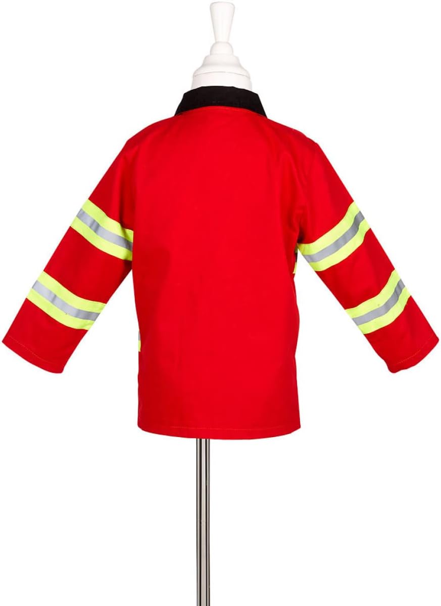 Fireman costume set for kids ages 4-7, complete with accessories for imaginative role-play and fun.