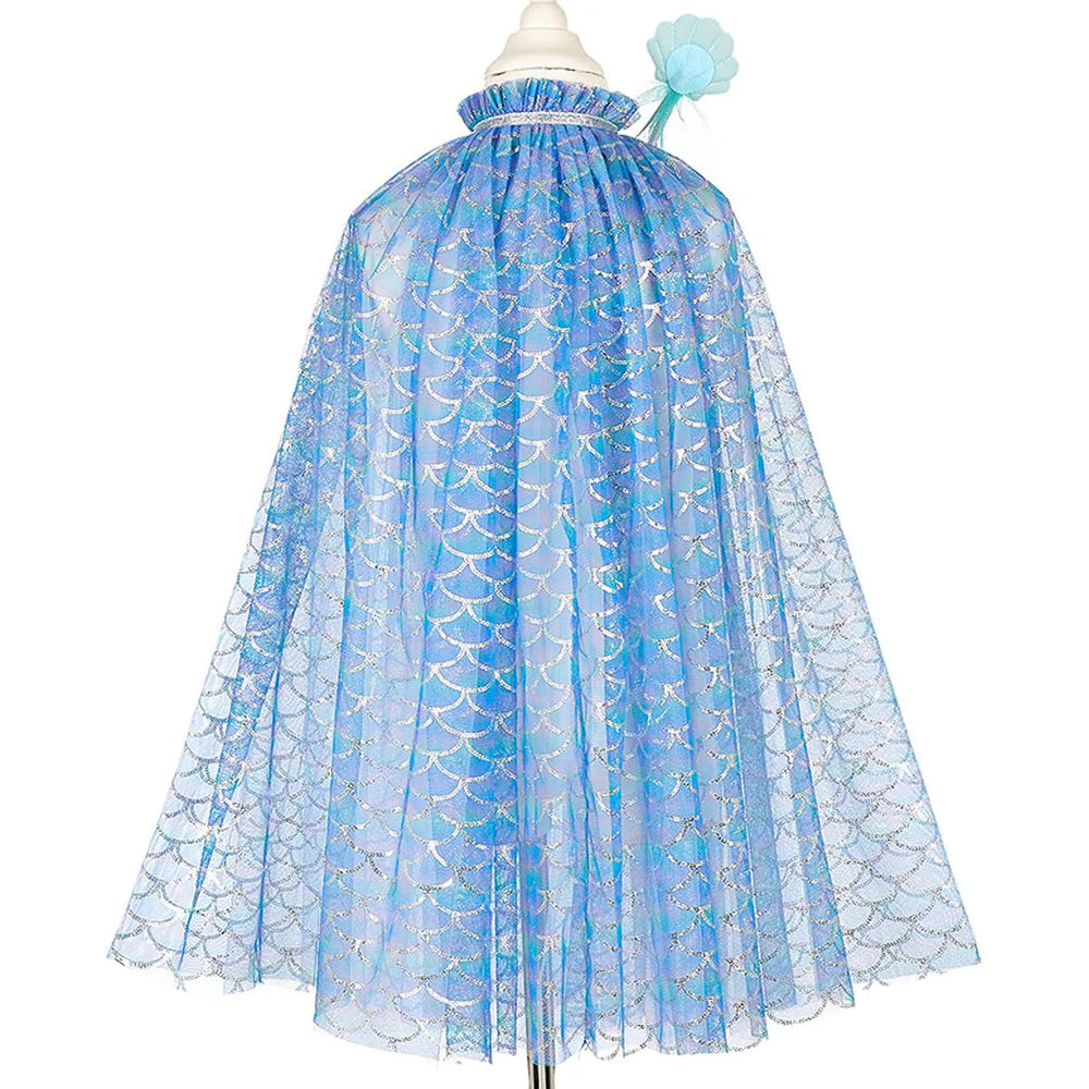 Marlya Mermaid Costume Cape Set for girls with headband and wand, perfect for imaginative role-play. Available in 2 sizes.