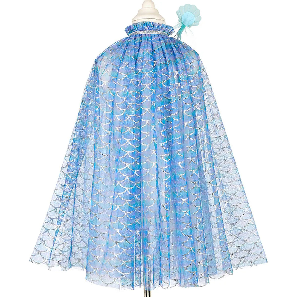 Marlya Mermaid Costume Cape Set w/ headband & wand-Role-Play for Children(2 sizes)