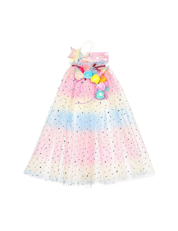 Unicorn Costume Cape Set w/ headband & wand - Role-Play for Children(2 sizes)