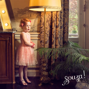 Toddler in Roselyne Fancy Dress, special event apparel for girls, size 2 years, shown from angle 3.