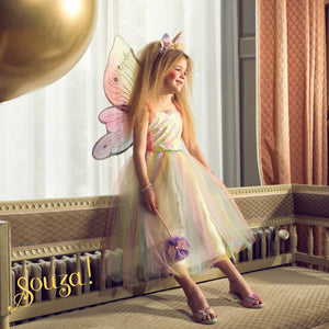 Valerie Fairy Costume set with dress and wings for girls, multicolor, perfect for role-play (angle 5 view).