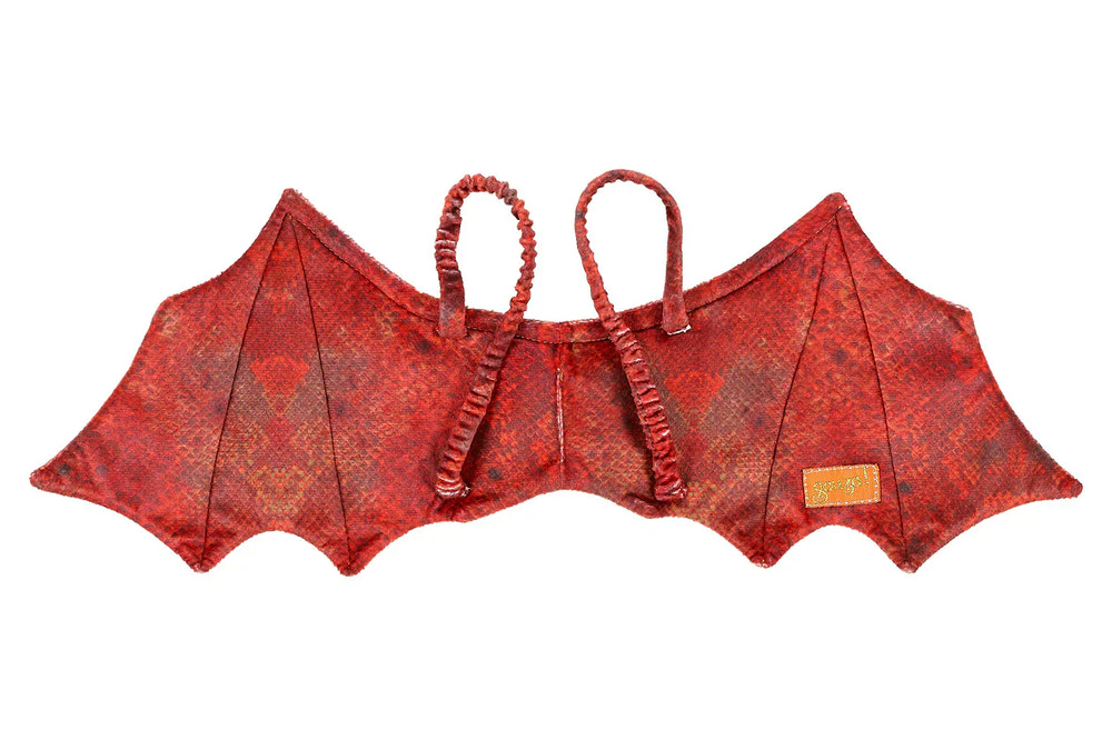 Red dragon wings and mask costume accessory for kids, perfect for carnival and festive dress-up fun.