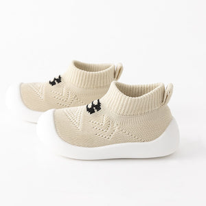Baby "B" Sock Shoes in Khaki, stylish and comfortable footwear for infants, shown from angle 9.