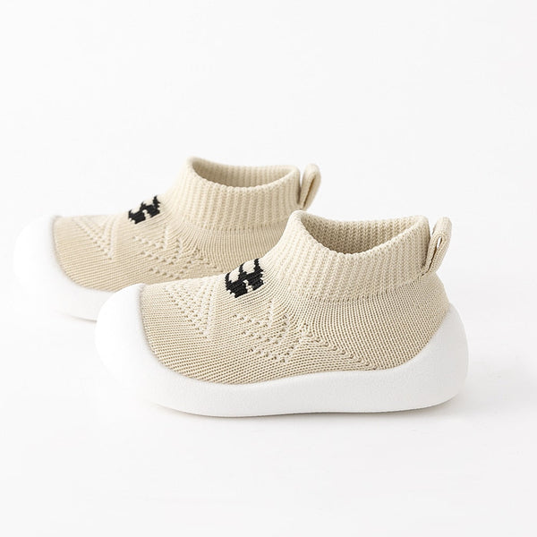 Baby "B" Sock Shoes in Khaki, stylish and comfortable footwear for infants, shown from angle 9.