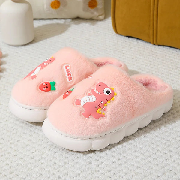 Cozy Dino Cotton Slippers – Ages 4–12