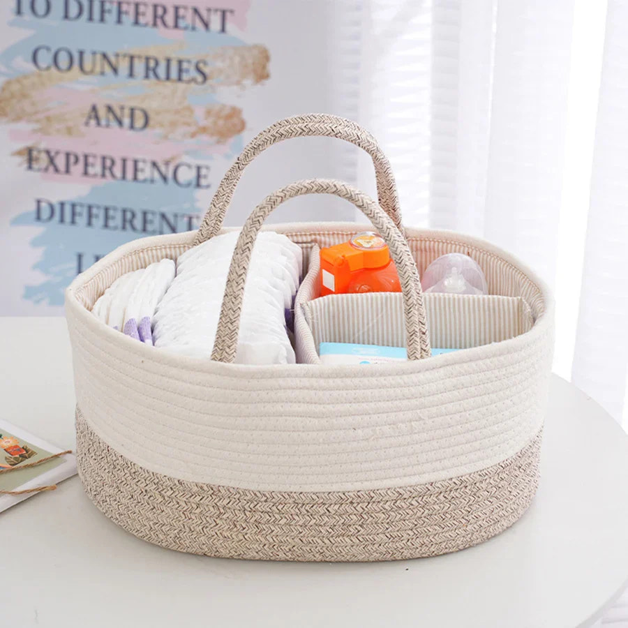 Multipurpose Nappy Basket with Compartments - MOOGCO Baby