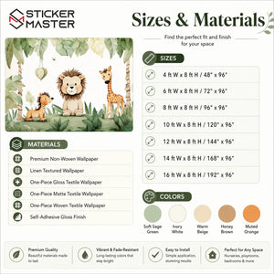 Safari Friends Nursery Wall Mural | Kids Room Wallpaper
