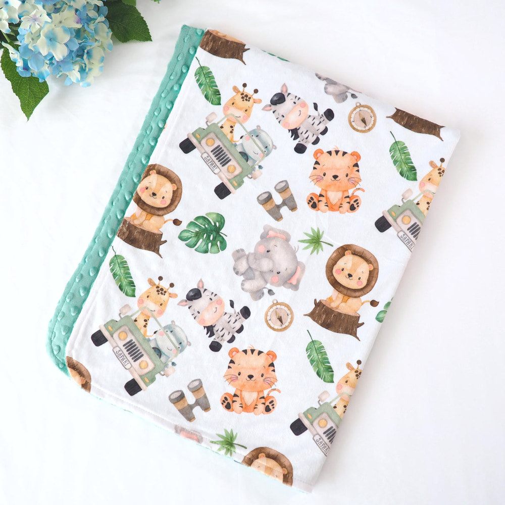 Minky Baby Blanket Safari