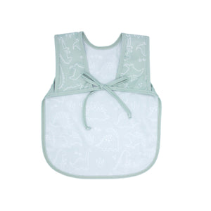 Dino Friends Sage Bapron for preschoolers on sale, angle view showcasing fun dinosaur design.