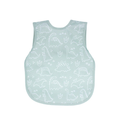 Dino Friends Sage Bapron for preschoolers on sale, angle view showcasing fun dinosaur design.