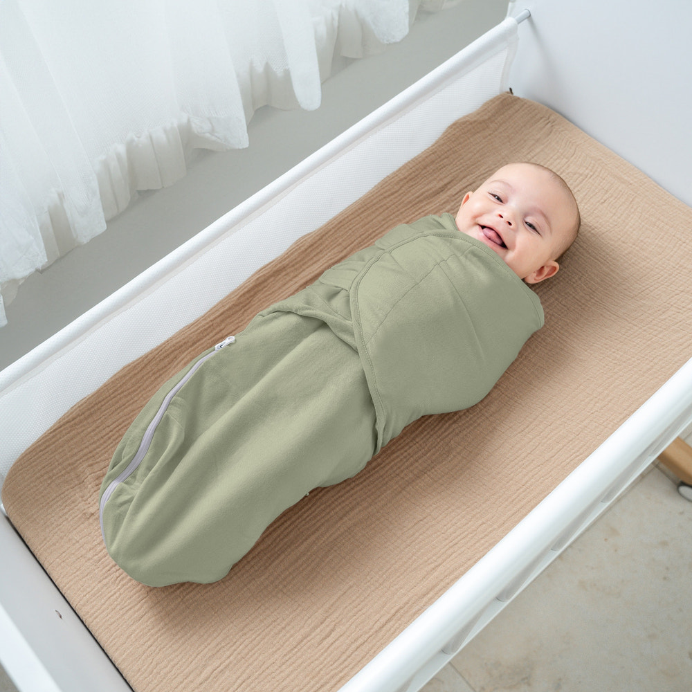 Easy Swaddle Blankets with Zipper in Stone, Sage, Azul