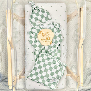 Sage Bamboo Newborn Nest at angle 5, showcasing soft, eco-friendly design for comfortable baby sleep.