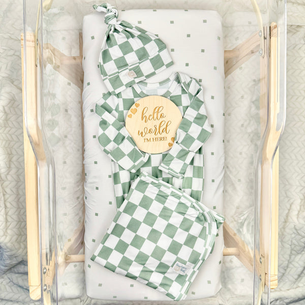 Sage Bamboo Newborn Nest at angle 5, showcasing soft, eco-friendly design for comfortable baby sleep.