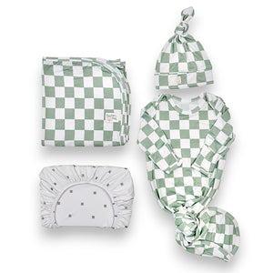 Sage Bamboo Newborn Nest - Soft, eco-friendly bedding for newborns, providing comfort and safety for your little one.