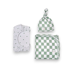 Sage Bamboo Newborn Nest in angle 3 view, perfect for cozy and safe infant sleeping.