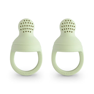 Silicone Fresh Food Feeder for babies, designed for safe and easy feeding at an angle view.