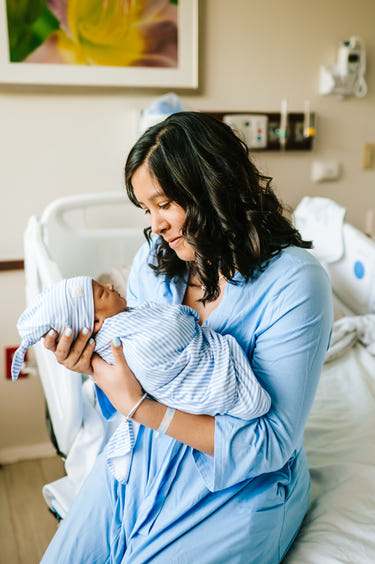 Solid dusty blue mommy robe for comfortable and stylish wear. Perfect for new moms.