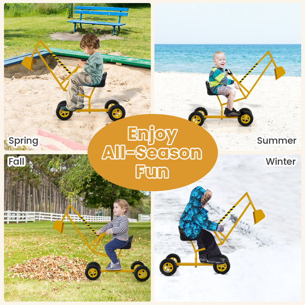 Sand Digger for Kids with 2-Handed Controls and Flexible Shovel