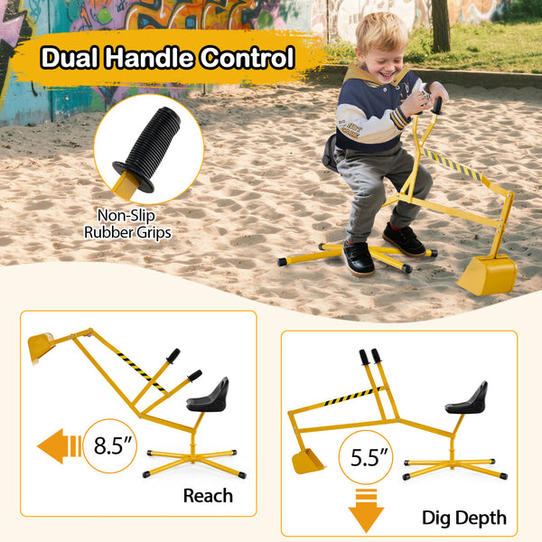 Sand Digger with 2-Handed Controls and Flexible Shovel for 3+ Years Old Kids