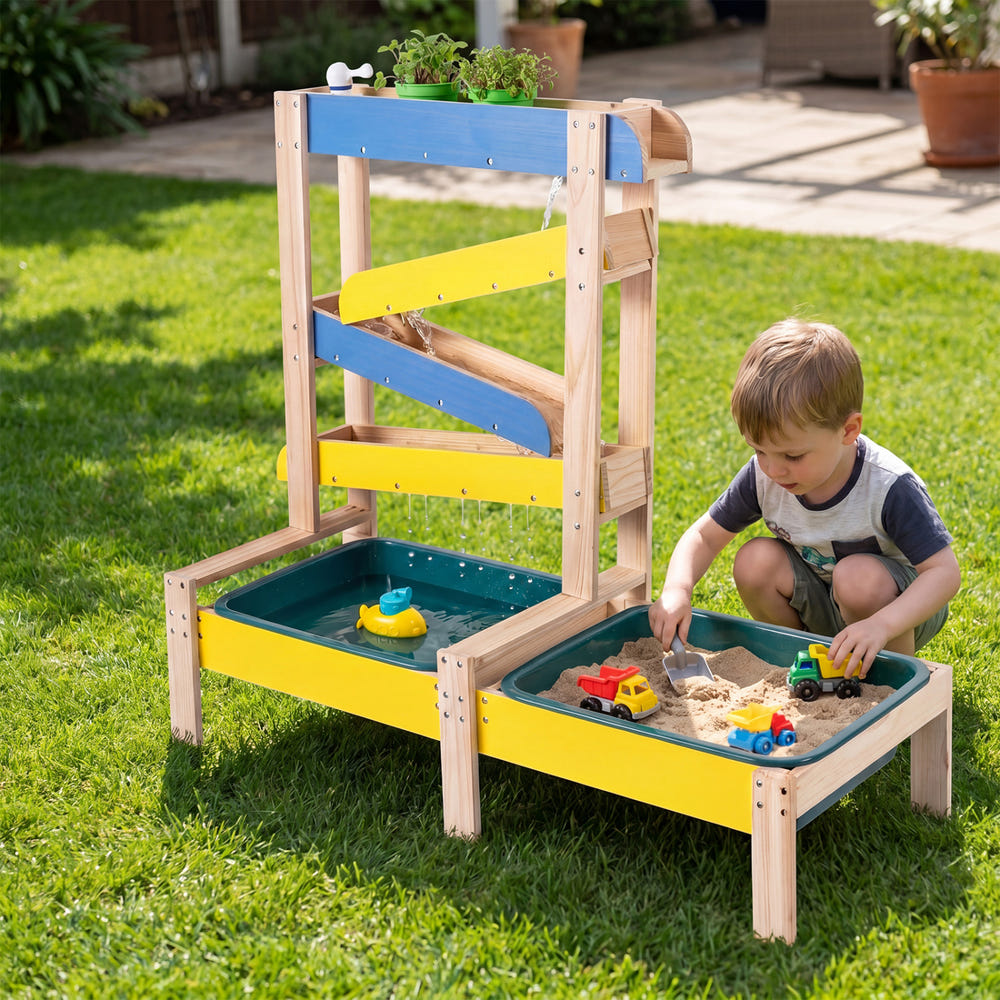 Sand and Water Table for Toddlers with 2 Water Basins-Multicolor