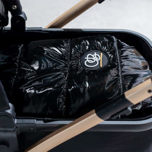 Satin Black Organic Premium Gray Wool Adjustable Footmuff