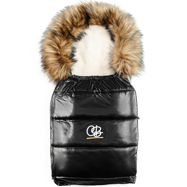 Satin Black Organic Premium Beige Wool Adjustable Footmuff