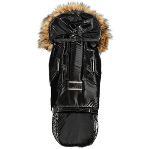 Satin Black Organic Premium Beige Wool Adjustable Footmuff